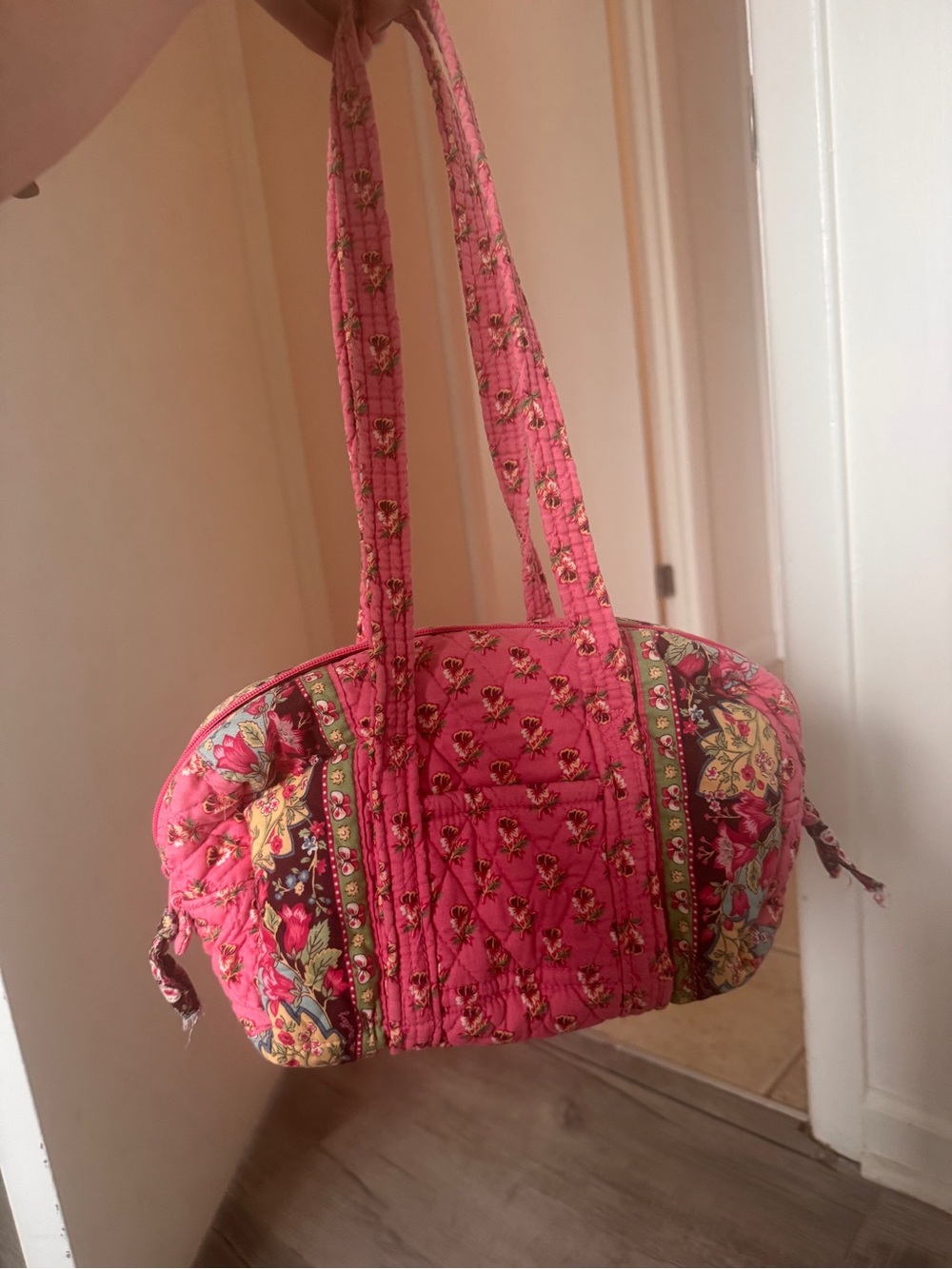 Vintage Vera Bradley Pink Pansy Y2K Retired Floral Quilted Shoulder Bag